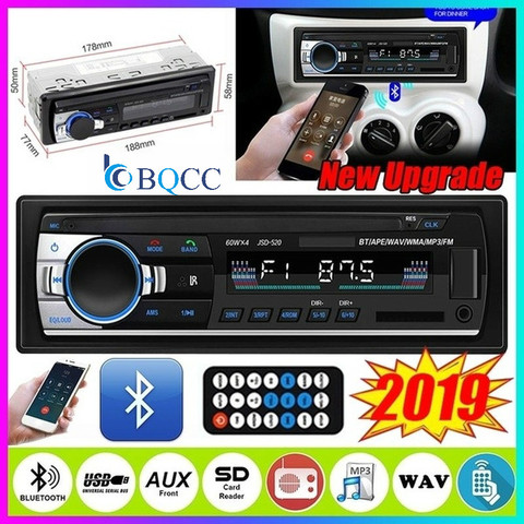 Car Stereo, Single DIN In-Dash Car MP3 Radios Player Bluetooth Autoradio  Cassette Recorder EQ Sound FM Steering Wheel Remote
