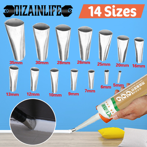 14PCS Stainless Steel Caulk Nozzle Applicator Caulking Finisher Glue Silicone Sealant Finishing Tool Kitchen Bathroom Sink Joint ► Photo 1/6