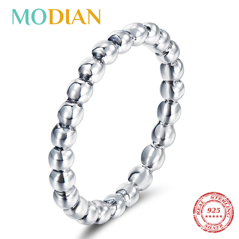 Modian Minimalist Simple Real 925 Sterling Silver Fashion Beads Stackable Finger Ring For Women Charm Wedding Fine Jewelry New ► Photo 1/4