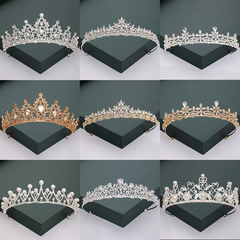 Gold Silver Color Tiaras And Crowns For Wedding Bride Party Crystal Pearls Diadems Rhinestone Head Ornaments Fashion Accessories ► Photo 1/1