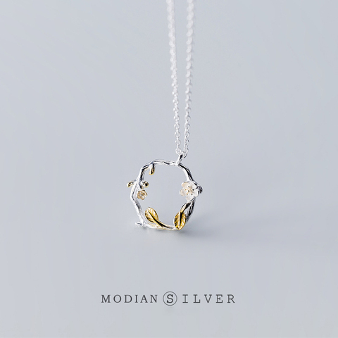 Modian 2022 New LuxurySterling Silver 925 Tree And Flower Choker Neckalce Pendant for Women Charm Statement Jewelry Collier ► Photo 1/5