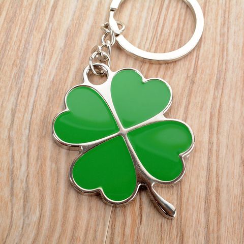 Hot Sale Creative Green Color Four-leaf Clover Fortune Keychain Key Chain Ring Pendant Bag Accessories Girls Cute Keyring Gifts ► Photo 1/6