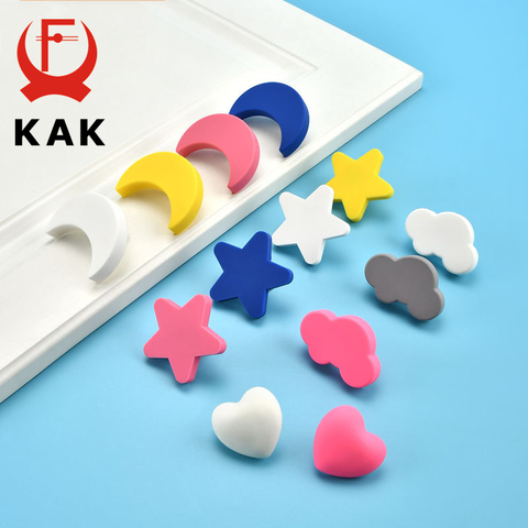 KAK Cartoon Kids Room Cabinet Knobs and Handles Moon Star Furniture Handles PVC Cloud Drawer Knobs Cabinet Pulls for Kids ► Photo 1/6