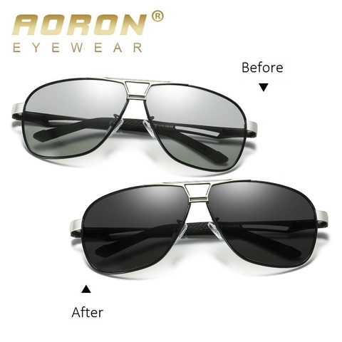 AORON Photochromic Sunglasses Men Pilot Driving Polarized Sun Glasses Chameleon Driver Safety Night Vision Goggles UV400 ► Photo 1/6