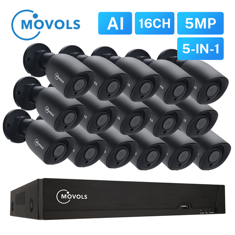 MOVOLS 5MP Security Camera System 16CH H.265+ XVR Outdoor Indoor 16 PCS 5MP HD CCTV Camera P2P Video Surveillance System kits ► Photo 1/6
