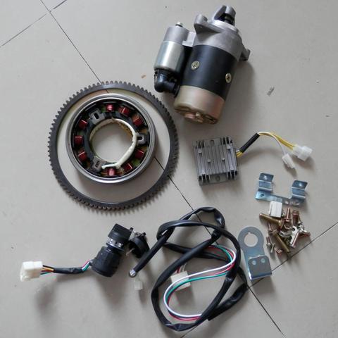 3KW ELECTRIC START KIT FOR YANMAR L48 2KW DIESEL STARTER MOTOR  KEY SWITCH  FLYWHEEL RING GEAR AVR MAGNETIC DRUM REFITING PARTS ► Photo 1/6