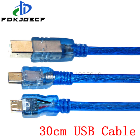 30cm USB Cable for Uno r3/Nano/MEGA 2560/Leonardo/Pro micro/DUE Blue High Quality A type USB/Mini USB/Micro USB 0.3m for Arduino ► Photo 1/4