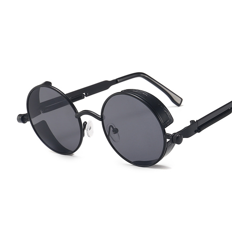 Vintage Polarized Steampunk Sunglasses Mens Brand Design Round UV400 Sun glasses 