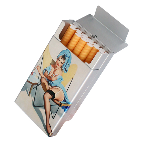 Sexy Girl Classic Derivative Fashion Painting Metal Aluminum Alloy Cigarette Case Smoke Box Printing Custom Photo LOGO ► Photo 1/6