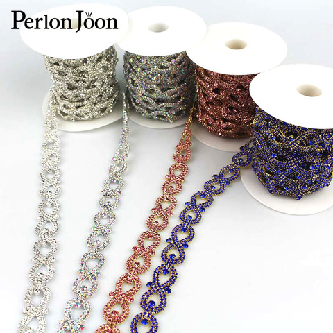 1yard 8 shap crystal Bow array decoration rhinestones trim Ribbon metal chain for dress,bag,shoes accessories ML046 ► Photo 1/5