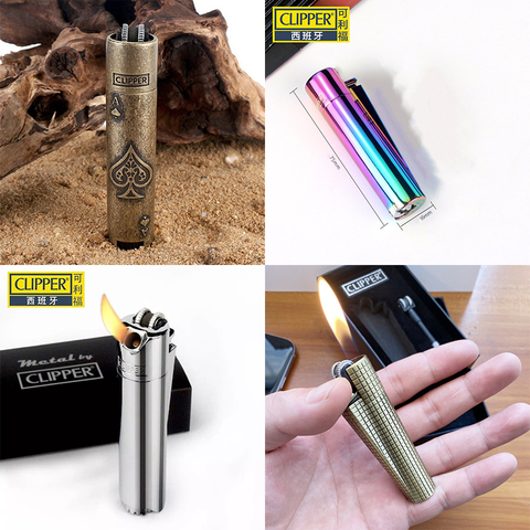 Grinding Wheel Torch Lighter CLIPPER Free Fire Pipe Metal Gasoline Lighter Butane Gas Cigarette Cigar Lighter Smoking Accessorie ► Photo 1/6