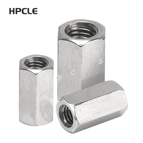 [M3 M4 M5 M6 M8 M10] 304 Stainless Steel Rod Long Coupling Nut Hex High Strength Hex Nutsert ► Photo 1/2