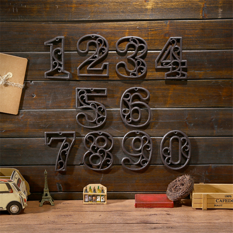 High End American Industrial Cast Iron Digital Wall Decoration Cafe Bar Restaurant DIY House Nunber Table Phone Number Plate ► Photo 1/6