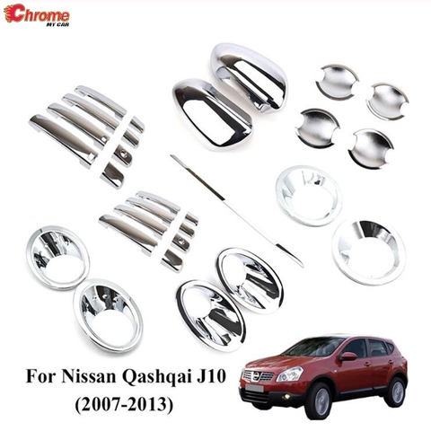 For Nissan Qashqai J10 2007 2008 2009 - 2013 Chrome Front Rear Fog Light Door Bowl Handle Side Mirror Cover Trim Accessories ► Photo 1/6