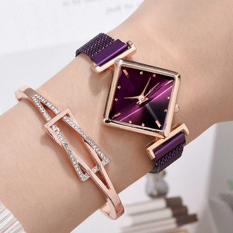 Women Square Watch Luxury Ladies Quartz Magnet Buckle Gradient Color Watches Relogio Feminino For Gift Clock ► Photo 1/6