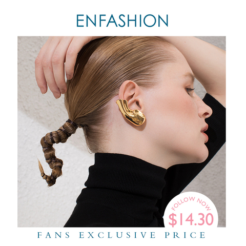ENFASHION Punk Earlobe Ear Cuff Clip On Earrings For Women Gold Color Auricle Earings Without Piercing Fashion Jewelry E191121 ► Photo 1/6