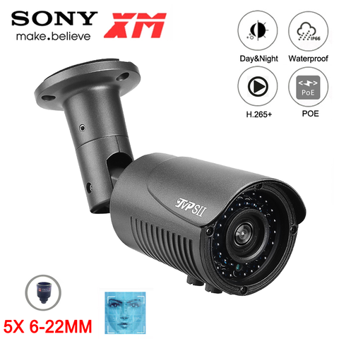 8MP,5MP,3MP,2MP H.265+ Gray 42pcs Led 5X 6mm-22mm Lens Outdoor IP66 Zoom Metal ONVIF AI Face Detection Audio POE IP CCTV Camera ► Photo 1/6