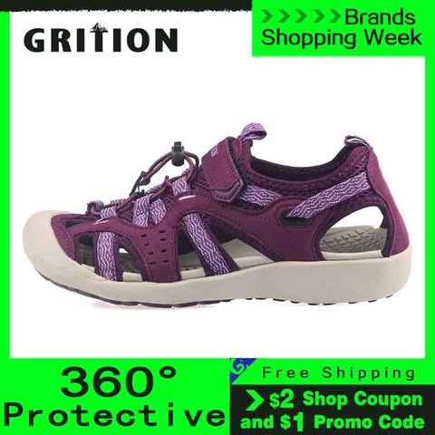 GRITION Outdoor Sandals Women Summer Comfort Sport Beach Shoes Non Slip Breathable Garden Trekking Toecap Casual Hiking Size 41 ► Photo 1/6