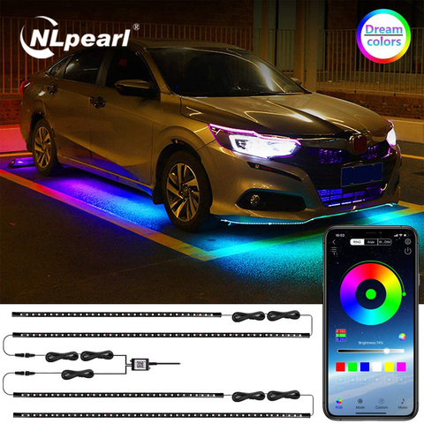 NLpearl RGB Car Underglow Light Remote/APP Control Flexible LED Strip Car LED Neon Underbody Light Atmosphere Decorative Lamp ► Photo 1/6