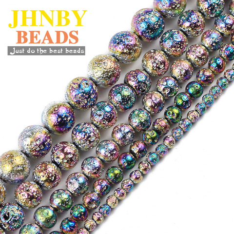 JHNBY Bright Colorful Lava volcanics ore Natural Stone 4/6/8/10/12MM Round Spacers Loose beads for Jewelry making DIY bracelets ► Photo 1/6