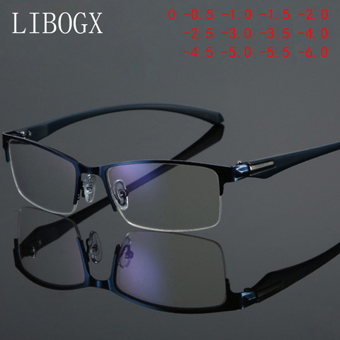 High Grade Business Men's Anti-blue Light Myopia Glasses Metal Half Frame Women's Anti-Radiation Glasses Dioptric Glasses ► Photo 1/6