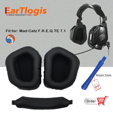 EarTlogis Replacement Parts for Mad Catz F.R.E.Q.TE 7.1 Headset EarPads Bumper Earmuff Cover Cushion Cups pillow Headband ► Photo 1/6