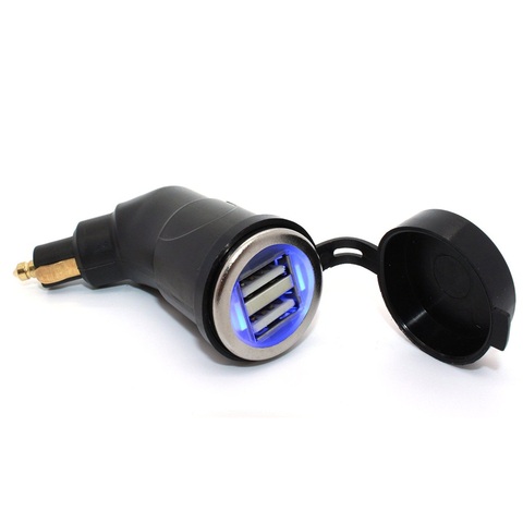 Curved 3.3A Motorcycle Power Adapter Dual USB Charger Waterproof for BMW Hella DIN Motorcycle Socket Dual USB Charger for Phone ► Photo 1/5