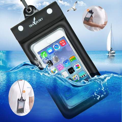 6.5 Inch Float Airbag Waterproof Swimming Bag Mobile Phone Case Cover Dry Pouch Universal Diving Drifting Riving Trekking Bags ► Photo 1/6