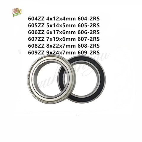 2/10X 604-2RS 605-2RS 606-2RS 607-2RS 608-2RS 609-2RS/ZZ Mini Bearing Deep Groove Rubber Sealed Miniature Bearing Ball Bearings ► Photo 1/3