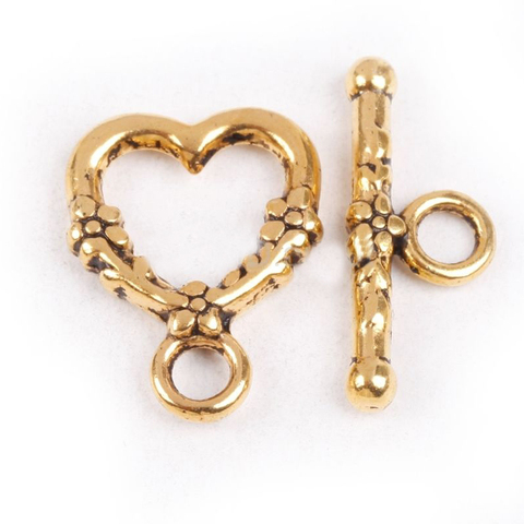 Wholesale Elegant Heart Shaped Clasps for Jewelry Making Metal Toggle Clasps Findings Diy Women Bracelet Necklace Hooks ► Photo 1/3