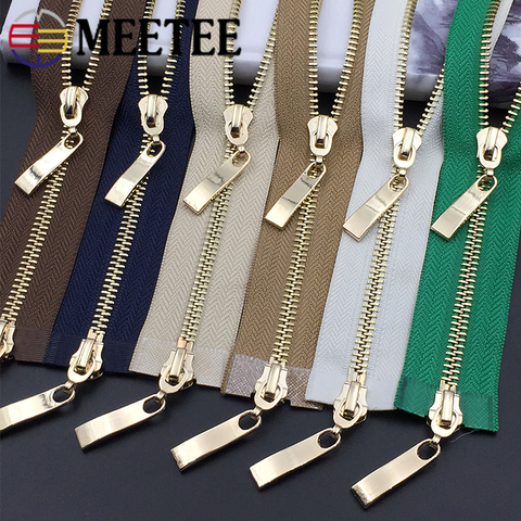 Meetee 1pc 80/100/120cm Auto Lock Metal Zipper Double-slider Zippers for Jackets Coat Repair DIY Bag Clothing Sewing Accessories ► Photo 1/6