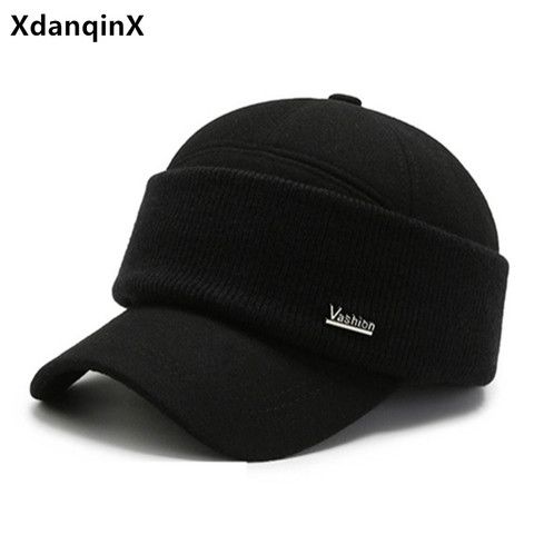 XdanqinX winter men's warm hat thick baseball caps for men earmuffs hats senior dad's hat New casual brands hat snapback cap ► Photo 1/6