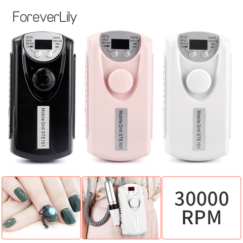 Nail Drill Machine Portable Rechargeable Nail Drill Bits Polishing Machine Set For Manicure Pedicure Nail Cutter Device 30000RPM ► Photo 1/6