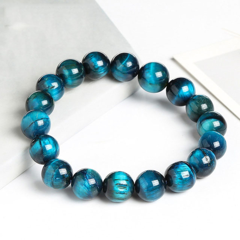 Rose High Quality Blue Tiger Eye Buddha Bracelets Natural Stone Round Beads Elasticity Rope Men Women Bracelet 4/6/8/10/12/14 mm ► Photo 1/6