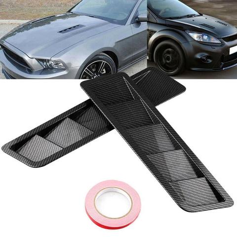 2pcs Universal Carbon Fiber Style Hood Vents For Ford For Mustang Air Flow Intake Hood Self-Adhesive Louver Window Cooling Panel ► Photo 1/6