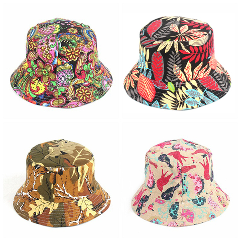 Summer Panama Bucket Hat Hip Hop Bucket Cap Women Men Fashion Reversible Bob chapeau Femme Floral Fisherman Hat ► Photo 1/1