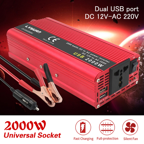 1500W/2000W/2600W Car Inverter DC 12V/24V to AC 220V Power