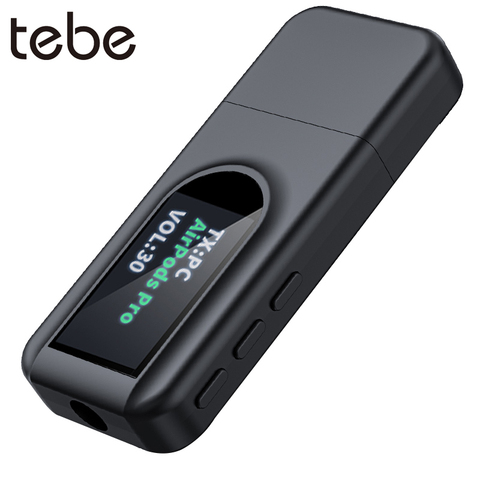 tebe Bluetooth Audio Receiver Transmitter 5.0 with OLED Disply 2-IN-1 Mini Wireless Adapter 3.5mm Jack AUX  for TV Earphone Car ► Photo 1/6
