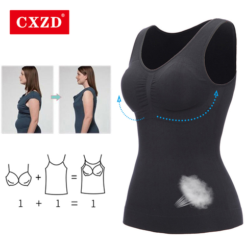 CXZD Women Shaper Slim Up Lift Plus Size Bra Tank Top Body Shaper Removable Shaper Underwear Slimming Vest Corset Shapewear ► Photo 1/6