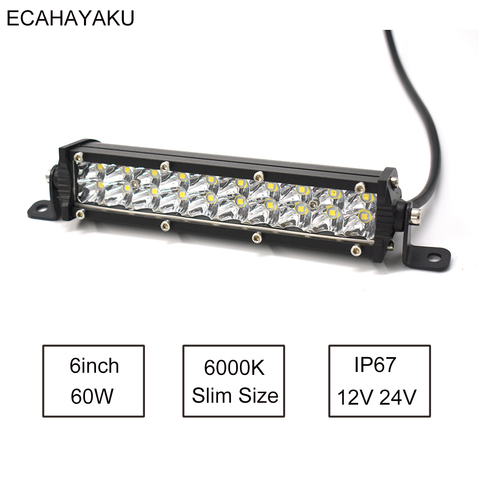 7 inch Dual Row Led Light Slim 40mm 60W 4x4 LED Bar For off-road Wrangler JK Rubicon 4WD Trucks ATV Trailer Farm machine Motors ► Photo 1/6