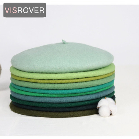 VISROVER 2022 21 colorways Fashion female Wool Solid Color Beret woman Bonnet Caps Winter All Matched Warm Walking Hat Cap Gift ► Photo 1/6