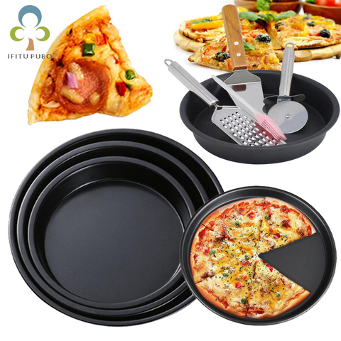 Non-Stick Pizza Pan Pizza Single Wheel Cut Bakeware Pizza Plate Round Deep Dish Pizza Pan Tray Mold Baking Tools GYH ► Photo 1/5