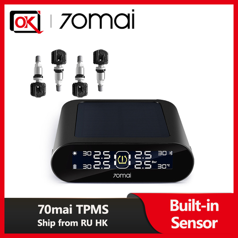 70mai tpms Car Tire Pressure Sensors System Alarm English APP Solar Power USB 70mai Internal Sensor Tire Pressure Monitor ► Photo 1/6