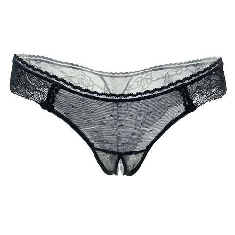 Women Sexy Lingerie Erotic Panties Open Crotch Porn Transparent Floral Lace Underwear Crotchless Briefs Couple Sex Wear ► Photo 1/3