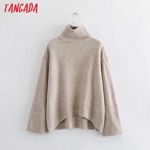 Tangada winter 2022 women oversized thick warm sweater knitted pullover sweater turtleneck high quality jumper AI38 ► Photo 1/5