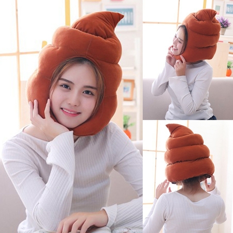 Creative Cute Shit Shape Plush Hat Stuffed Toy Funny Fake Poop Full Headgear Cap Gag Gift Cosplay Party Photo Props ► Photo 1/6