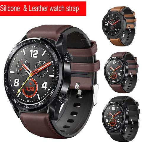 22mm Leather silicone watch strap for Huawei Watch GT GT2 46 Smart watch Accessories bracelet for Honor Watch Magic 2 46mm band ► Photo 1/6