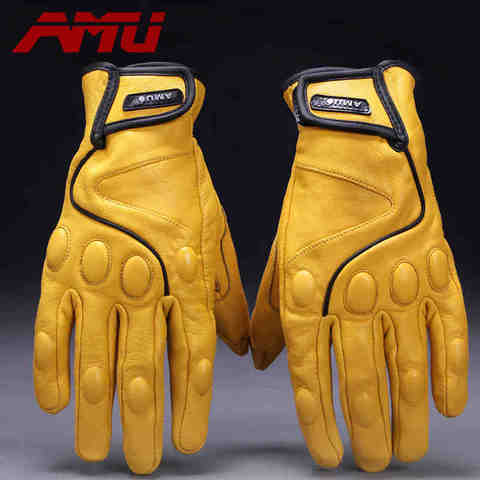 Guantes AMU Motorcycle gloves Glove real Leather baseball gloves Motorbike Electric bicycle Electrombile Mitts motorcycle Gloves ► Photo 1/6