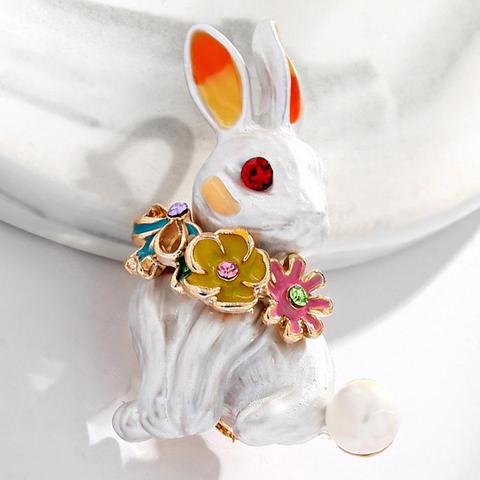 Women Rabbit Rhinestone Enamel Brooch Pin Badge Banquet Party Suit Lapel Decor ► Photo 1/6