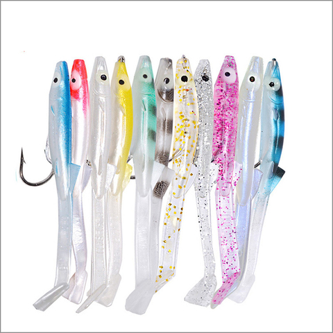 News 6pcs/lot Fishing Lure Fish Eel Lure white Blue Soft Baits with hook 8cm 2.3g Small Fish Eel Artificial bait Pesca Leurre ► Photo 1/6